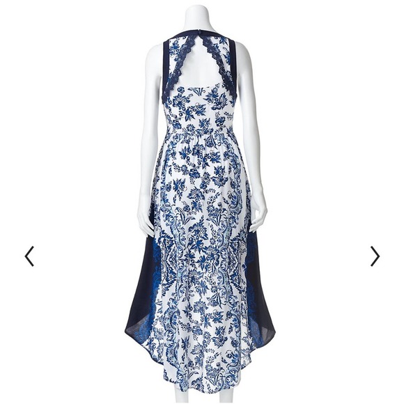 ELLE Women’s Blue & White Floral Hi-Low Maxi Dress Sz XS - Picture 2 of 8